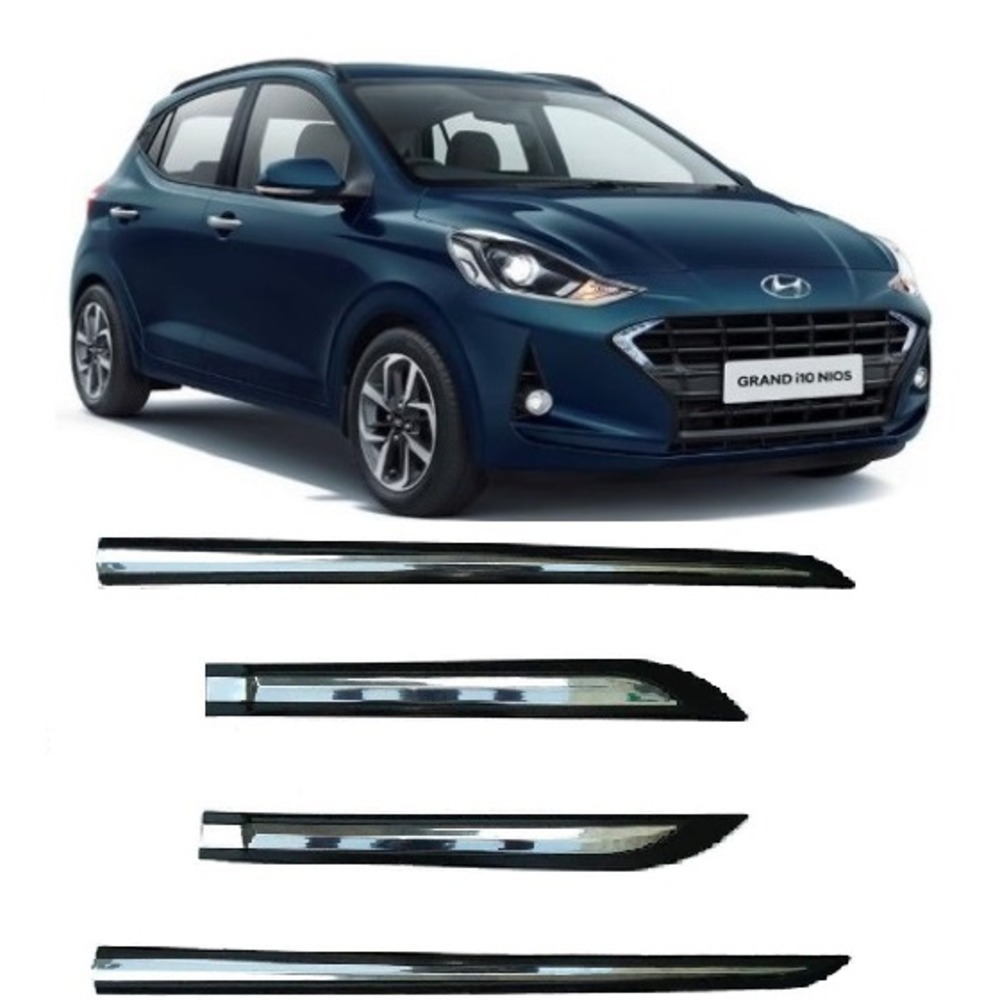 Door Side Beading For Grand i10 Nios - Silver & Black